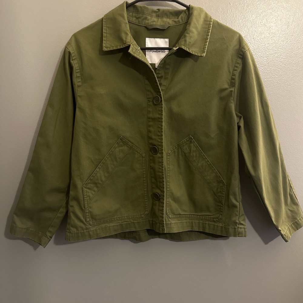 Madewell Baylow Cropped Jacket XXS Olive Utility Cotton Chore Minimalist - Picture 7 of 11